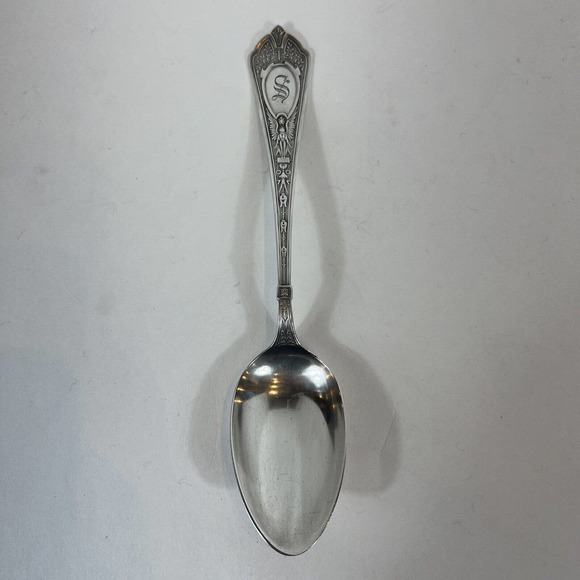 Antique Schulz & Fischer Cleopatra Sterling Silver Serving Spoon, Monogram S - Picture 1 of 4